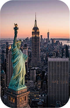 New York skyline with Statue of Liberty